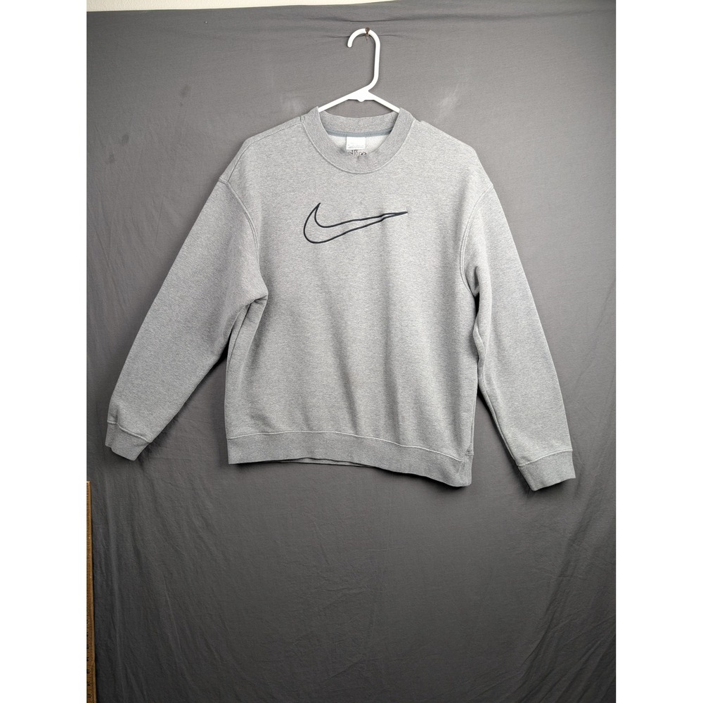 Nike Dri-FIT Big Swoosh Crewneck‎ Sweatshirt Gray Mens XS